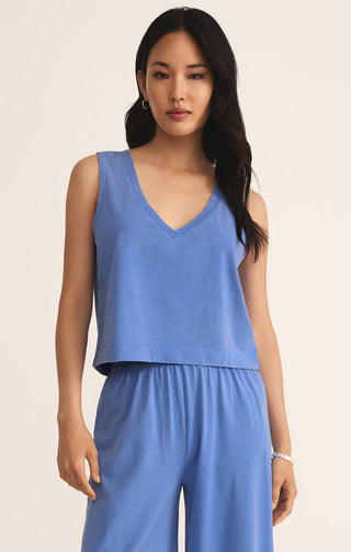 SLOANE V-NECK COTTON JERSEY TOP (BAY BLUE) - Z SUPPLY
