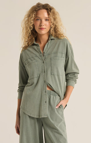 NICCOLA BUTTON UP TOP (PALM GREEN) - Z SUPPLY
