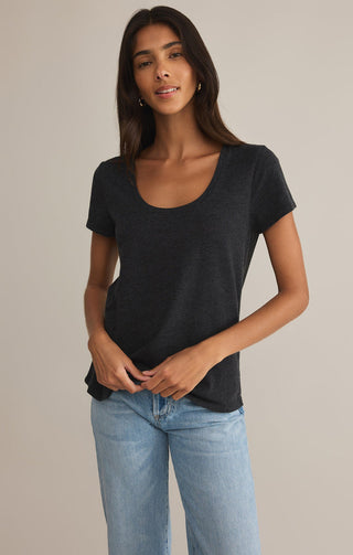 ANYWHERE SCOOP NECK TEE (BLACK) - Z SUPPLY