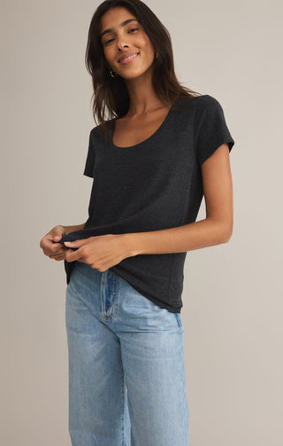 ANYWHERE SCOOP NECK TEE (BLACK) - Z SUPPLY