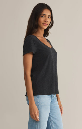 ANYWHERE SCOOP NECK TEE (BLACK) - Z SUPPLY