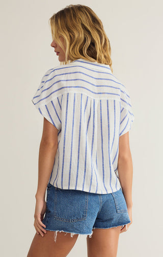 PARALLEL STRIPED LINEN TOP (PALACE BLUE) - Z SUPPLY