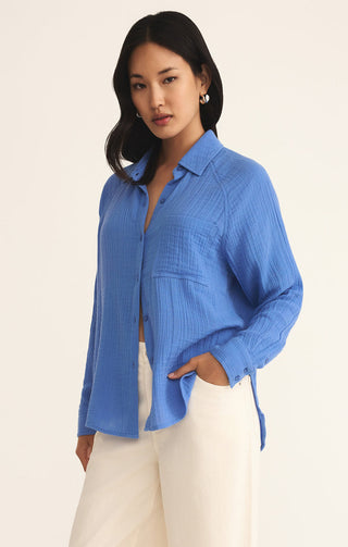 PERFECT AIRY GAUZE BUTTON UP (BAYSIDE BLUE) - Z SUPPLY