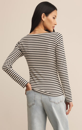 PRISTINE RIB STRIPED TEE (BLACK) - Z SUPPLY