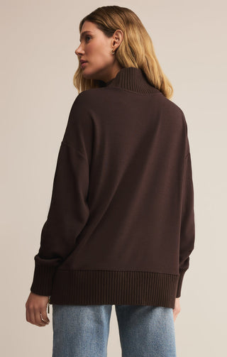 SABLE LUXE MOCK NECK TOP (CHOCOLATE) - Z SUPPLY