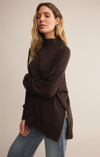 SABLE LUXE MOCK NECK TOP (CHOCOLATE) - Z SUPPLY
