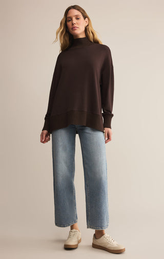SABLE LUXE MOCK NECK TOP (CHOCOLATE) - Z SUPPLY
