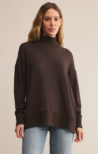 SABLE LUXE MOCK NECK TOP (CHOCOLATE) - Z SUPPLY