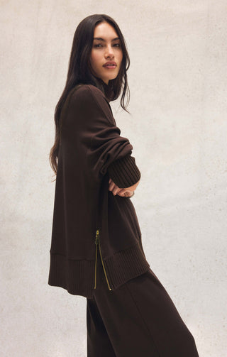 SABLE LUXE MOCK NECK TOP (CHOCOLATE) - Z SUPPLY