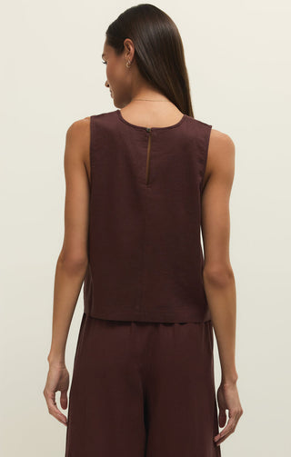 SLOANE LINEN CROPPED TANK (CHOCOLATE CHERRY) - Z SUPPLY