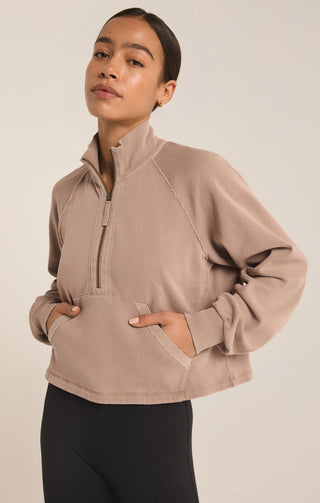 ON THE RUN HALF ZIP SWEATSHIRT (LATTE)- Z SUPPLY