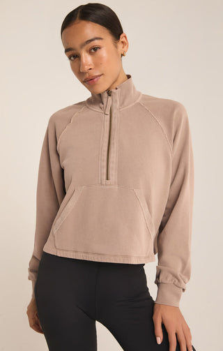 ON THE RUN HALF ZIP SWEATSHIRT (LATTE)- Z SUPPLY