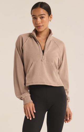 ON THE RUN HALF ZIP SWEATSHIRT (LATTE)- Z SUPPLY