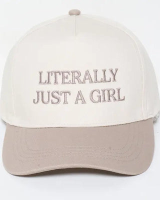 EMBROIDERED HAT, LITERALLY JUST A GIRL - BEIGE