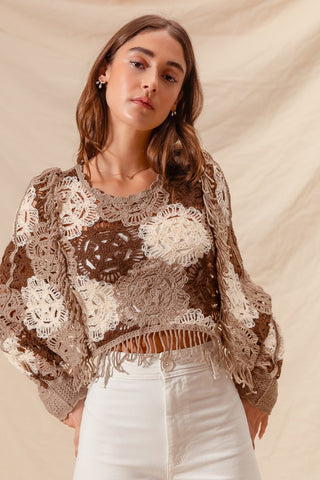 FLOWER CROCHET LACE TOP