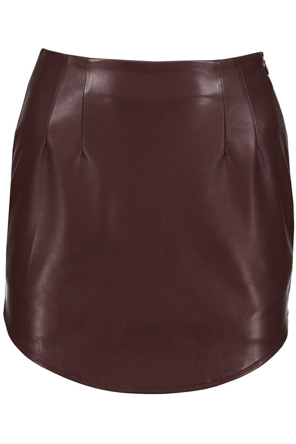 Don't Set Expectations Burgundy Leather Skirt
