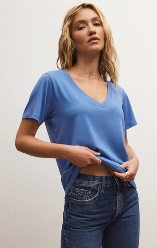 Girlfriend V-Neck Tee (FEDERAL BLUE) - Z SUPPLY