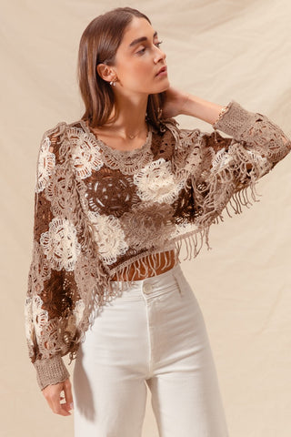 FLOWER CROCHET LACE TOP