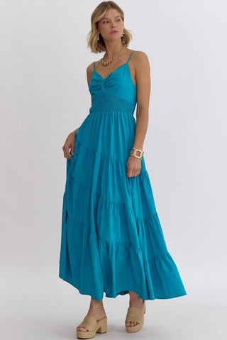 Spaghetti Strap Vacation Maxi Dress (Aqua)