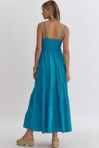 Spaghetti Strap Vacation Maxi Dress (Aqua)