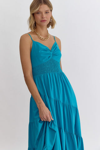 Spaghetti Strap Vacation Maxi Dress (Aqua)