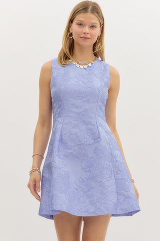 (SMALL-LARGE) Periwinkle Charm Jacquard Dress
