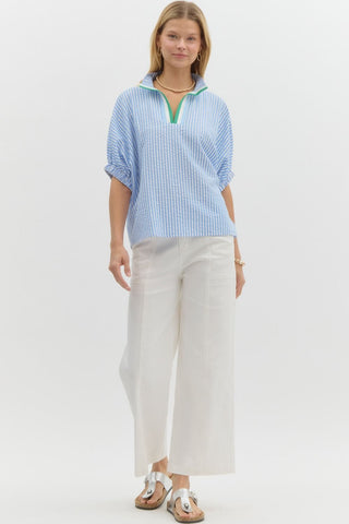 Capri Stripe Popover Blouse