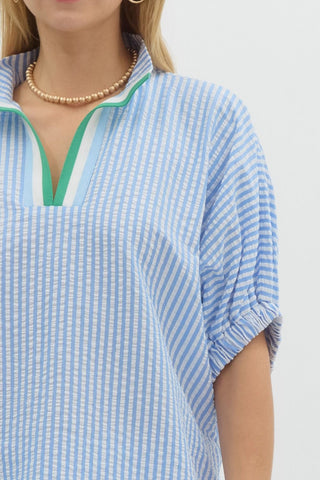 Capri Stripe Popover Blouse