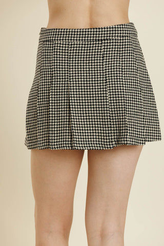 HOUNDSTOOTH PLEATED SKIRT - AUREUM