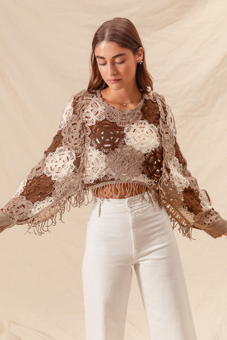 FLOWER CROCHET LACE TOP