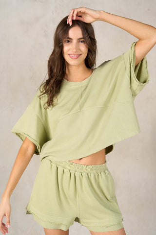 Boxy Half Sleeve Top Set With Shorts