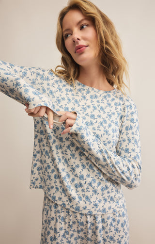 HOME TOWN DITSY LONG SLEEVE TOP - Z SUPPLY