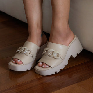 ISO IN BEIGE PLATFORM SANDALS - NAKED FEET