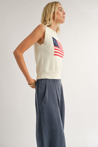 AMERICANA FLAG SWEATER TANK - SADIE SAGE