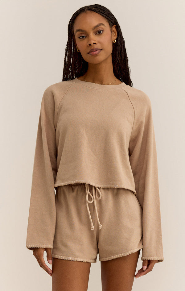 SEVILLE CROPPED SWEATSHIRT (ICED COFFEE) - Z SUPPLY