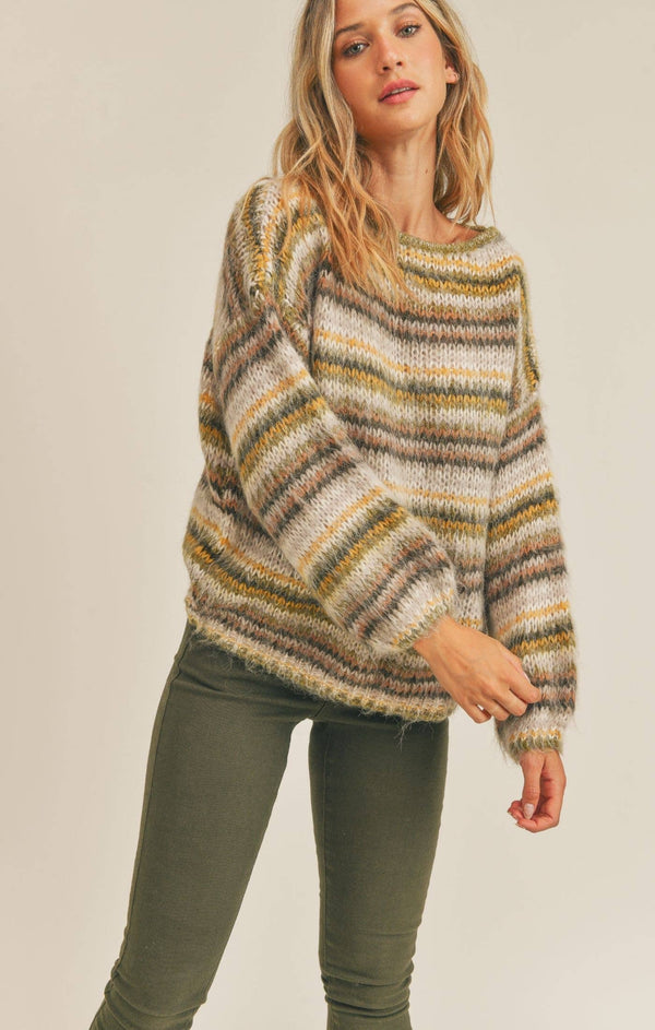 Land Across Stripe Sweater (Multi) - Sadie & Sage