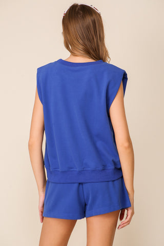 FRENCH TERRY PADDED TANK (BLUE)