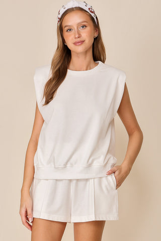 FRENCH TERRY PADDED TANK (WHITE)