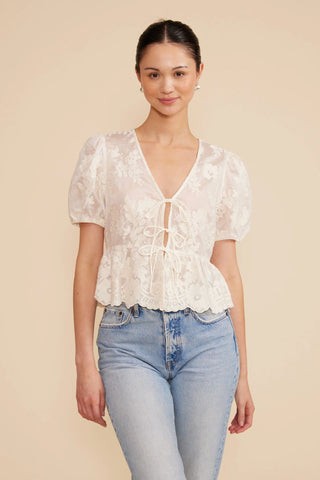 XENA TIE TOP - (IVORY) - Lucy Paris