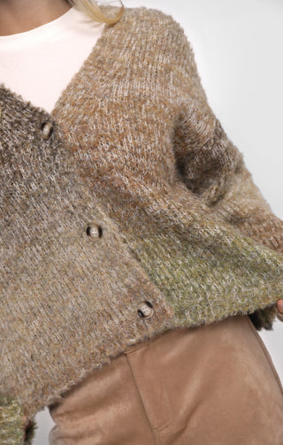 SMILEY OMBRE FUZZY KNIT CARDIGAN - SADIE & SAGE