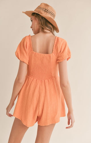 Hobbies Garment Washed Romper (Orange)