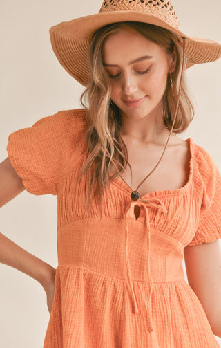 Hobbies Garment Washed Romper (Orange)