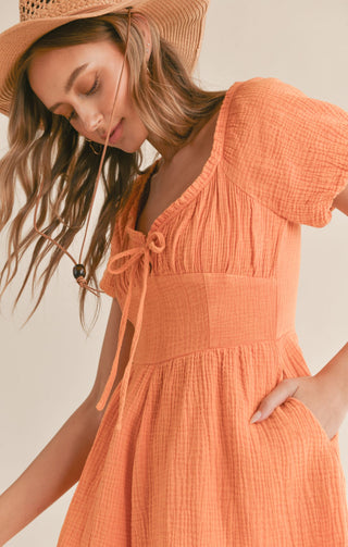 Hobbies Garment Washed Romper (Orange)