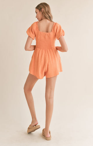 Hobbies Garment Washed Romper (Orange)