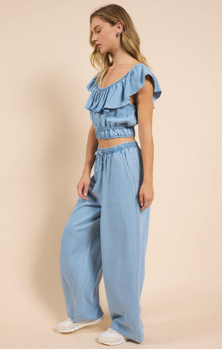 IT'S POURING WIDE LEG PANTS - SADIE SAGE