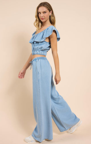 IT'S POURING WIDE LEG PANTS - SADIE SAGE