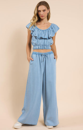 IT'S POURING WIDE LEG PANTS - SADIE SAGE