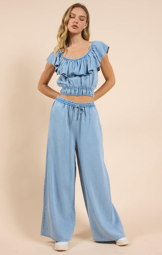 IT'S POURING WIDE LEG PANTS - SADIE SAGE