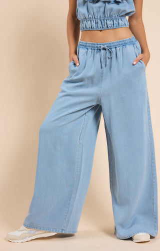 IT'S POURING WIDE LEG PANTS - SADIE SAGE