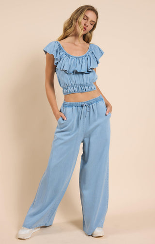 IT'S POURING WIDE LEG PANTS - SADIE SAGE